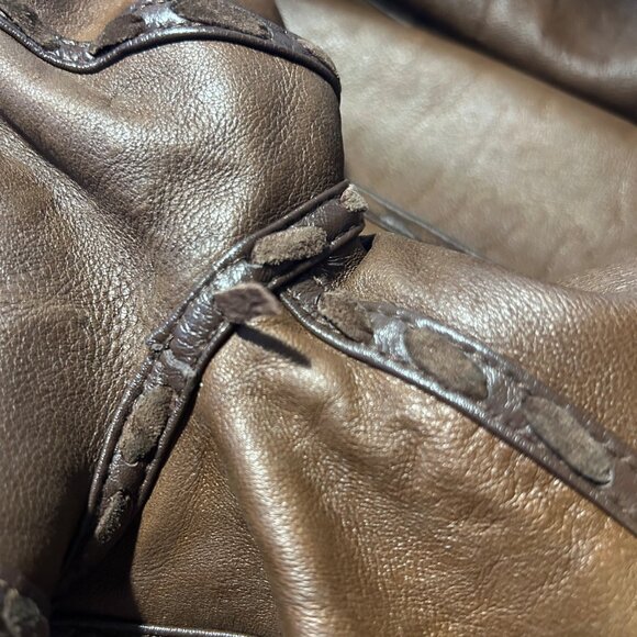 Womens Georgeou Westchester Brown Fur Lined Leather Vintage Midi Coat 40 US/M - Picture 15 of 16